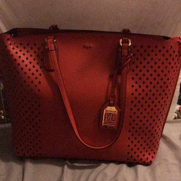 Ralph Lauren cayenne red purse - Picture 2 of 3